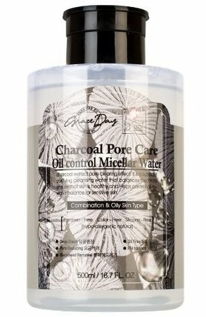 МИЦЕЛЛЯРНАЯ ВОДА С ДРЕВЕСНЫМ УГЛЕМ, GRACE DAY CHARCOAL PORE CARE OIL CONTROL MICELLAR WATER. GRACE DAY