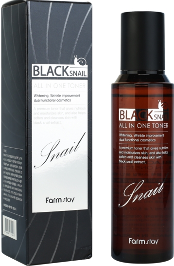 ТОНЕР С МУЦИНОМ ЧЕРНОЙ УЛИТКИ, FARMSTAY BLACK SNAIL ALL IN ONE TONER. FARMSTAY