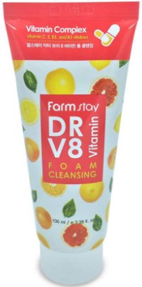 ОЧИЩАЮЩАЯ ПЕНКА С КОМПЛЕКСОМ ВИТАМИНОВ , FARMSTAY DR-V8 VITAMIN FOAM CLEANSIN. FARMSTAY