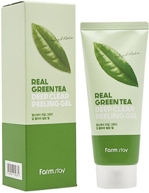 ОТШЕЛУШИВАЮЩИЙ ГЕЛЬ С ЭКСТРАКТОМ ЗЕЛЕНОГО ЧАЯ FARMSTAY REAL GREEN TEA DEEP CLEAR PEELING GEL. FARMSTAY